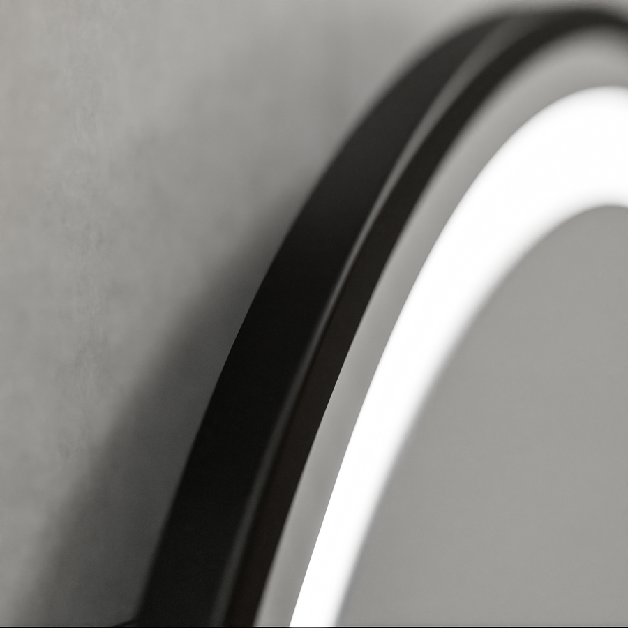 LED Στρογγυλός καθρέφτης, 100 cm, Celeste Majesté Noir MotionGlow Marcello, Σύστημα αποθαμβώματος, Ρολόι & Θερμόμετρο, Καθρέφτες Dimable Marcello Προεπιλεγμένος τίτλος Alessandro Design