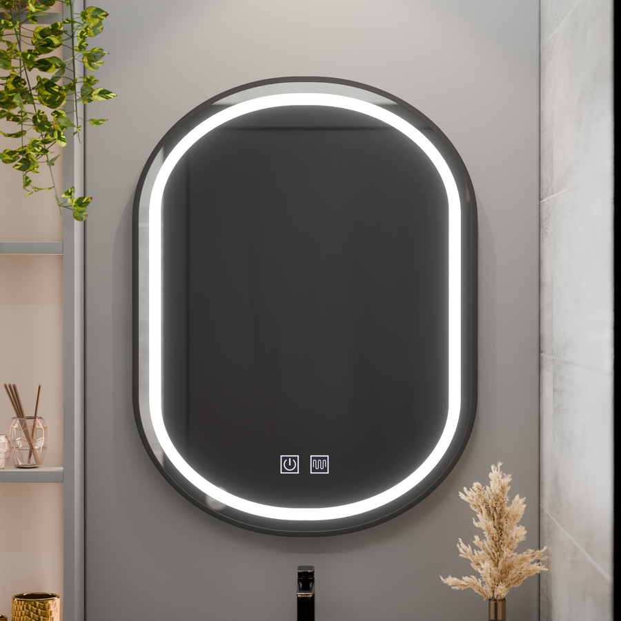 Οβάλ καθρέφτης LED 50x80cm VETRO Touch Dimmable Demister System, Μαύρο πλαίσιο Korman Mirrors E Προεπιλεγμένος τίτλος Alessandro Design