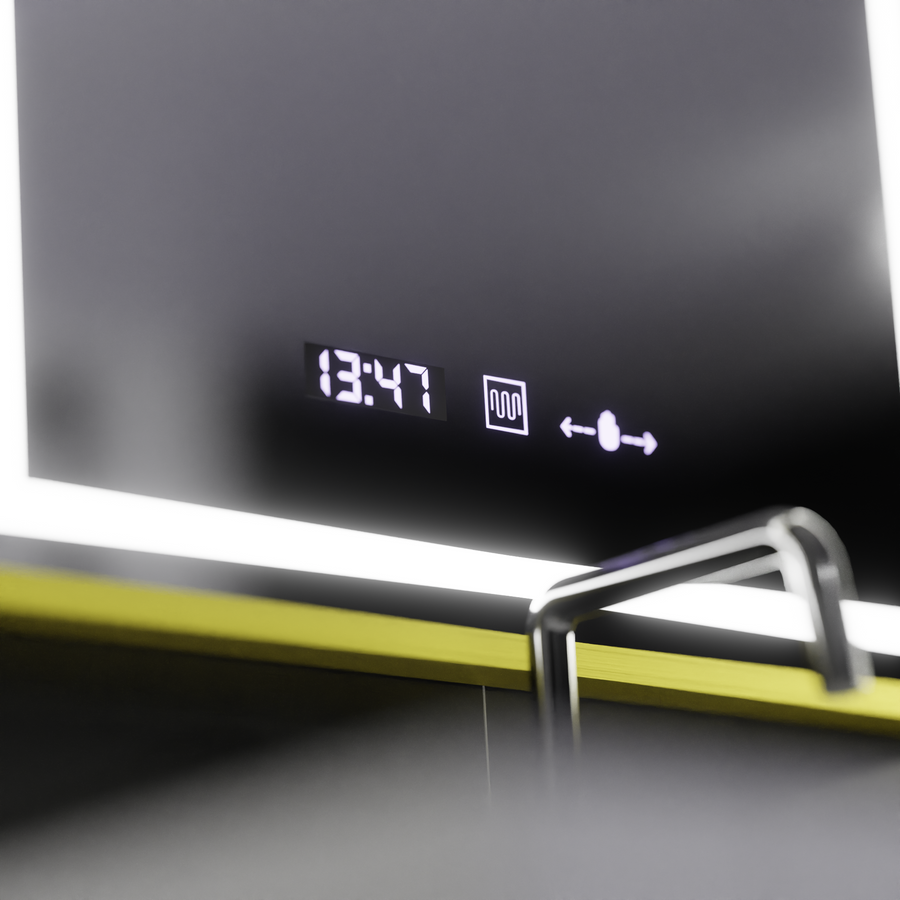 Ορθογώνιος καθρέφτης LED, 50x70 cm, Verite Royale Gold Motion Glow Marcello, Σύστημα αποθαμβώματος, Ρολόι & Θερμόμετρο, Dimable Καθρέφτες Marcello Προεπιλεγμένος τίτλος Alessandro Design
