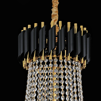 Crystal Chandelier CC900/800X1200, 23xE14, Διάμετρος 80cm, Ύψος 120cm, Γυαλιστερό χρυσό και μαύρο, Ρυθμιζόμενο ύψος, Κομψή σχεδίαση Crystal Chandeliers Προεπιλεγμένος τίτλος Alessandro Design