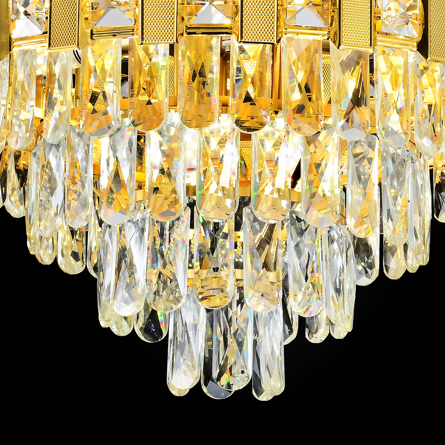 Candelabru Cristal BRAN Eleganza 8xE14, Diametru 50cm, Auriu Lucios, Inaltime Reglabila Candelabre Cristal Default Title Alessandro Design
