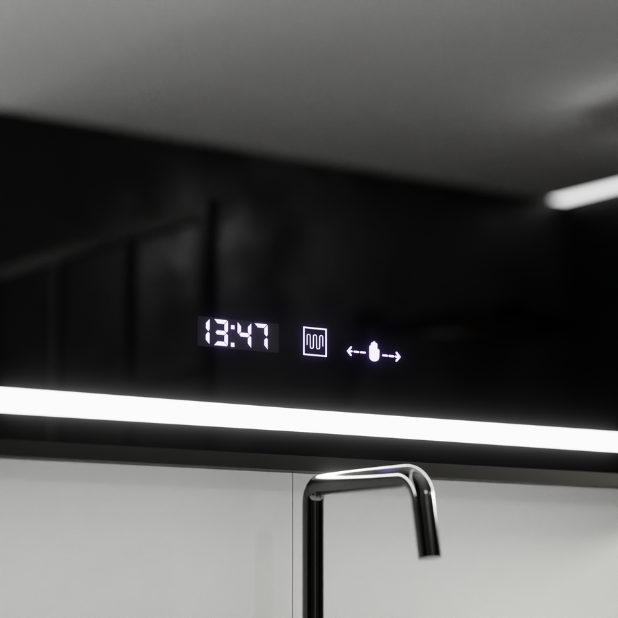 Ορθογώνιος καθρέφτης LED, 120x80cm, Verite Majeste Noir Motion Glow Marcello, Σύστημα αποθαμβώματος, Ρολόι & Θερμόμετρο, Καθρέφτες Dimable Marcello Προεπιλεγμένος τίτλος Alessandro Design