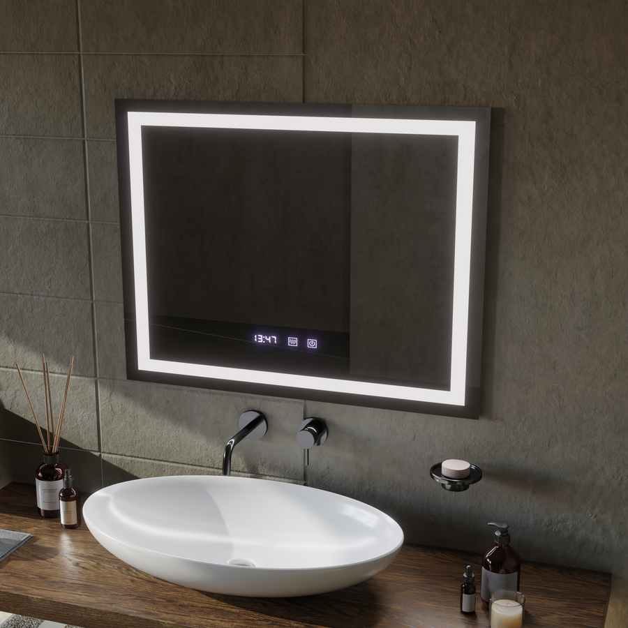 LED Touch MODENA Σύστημα αποθολώματος καθρεπτών, ρολόι και θερμοκρασία 80x60 cm Καθρέφτες Korman S Προεπιλεγμένος τίτλος Alessandro Design