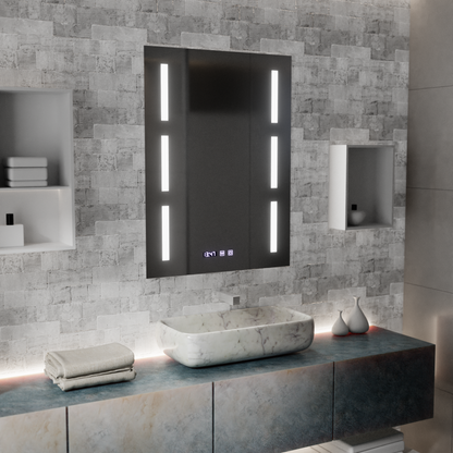 Καθρέφτης LED Touch Erich S86/60X80 Σύστημα αποθάμβωσης, Ρολόι και θερμοκρασία 60x80 cm Καθρέπτες Korman S Προεπιλεγμένος τίτλος Alessandro Design