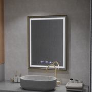 Ορθογώνιος καθρέφτης LED, 60x80 cm, Verite Royale Gold MotionGlow Marcello, Σύστημα αποθαμβώματος, Ρολόι & Θερμόμετρο, Dimable Καθρέφτες Marcello Προεπιλεγμένος τίτλος Alessandro Design