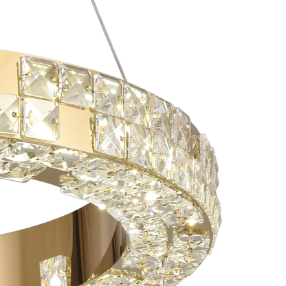 Lustra LED cu Telecomanda, LLC135/1GD, Cristal si Metal, 29W, 1 Cerc, Dimabila, Inaltime Reglabila, Lumina Rece/Calda/Neutra, Iluminat Luxos Lustre LED cu Telecomanda Default Title Alessandro Design