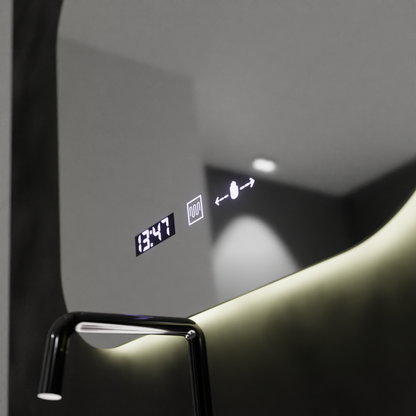 Ορθογώνιος καθρέφτης LED 60x60 Aura Riflesso Puro MotionGlow Marcello, Σύστημα αποθάμβωσης, Θερμόμετρο και ρολόι, Dimable Mirrors Marcello Προεπιλεγμένος τίτλος Alessandro Design