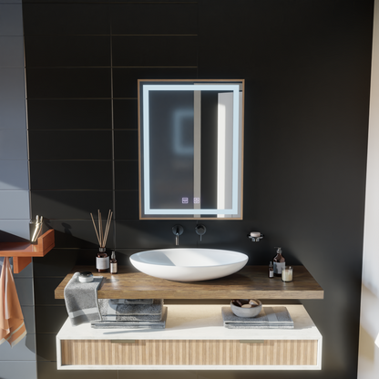Καθρέφτης αφής Kariri LED, 60x80 cm, λειτουργία Demister, Gold Rose Brushed Frame Mirrors Korman E Προεπιλεγμένος τίτλος Alessandro Design