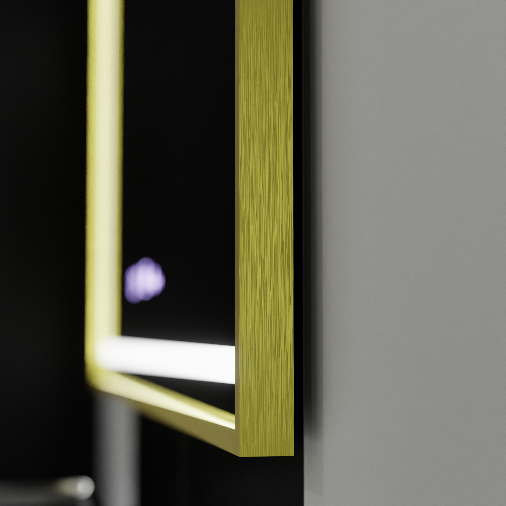 Ορθογώνιος καθρέφτης LED, 100x65 cm, Verite Royale Gold Motion Glow Marcello, Σύστημα αποθάμβωσης, Ρολόι & Θερμόμετρο, Dimable Mirrors Marcello Προεπιλεγμένος τίτλος Alessandro Design