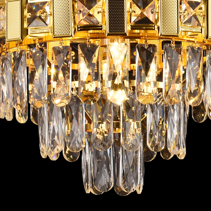 Candelabru Cristal BRAN Nobile 5xE14, Diametru 40cm, Auriu Lucios, Inaltime Reglabila Candelabre Cristal Default Title Alessandro Design