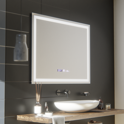 Ορθογώνιος καθρέφτης LED, 100x75 cm, Verite MotionGlow Marcello, Σύστημα αποθαμβώματος, Ρολόι & Θερμόμετρο, Καθρέφτες Dimable Marcello Προεπιλεγμένος τίτλος Alessandro Design