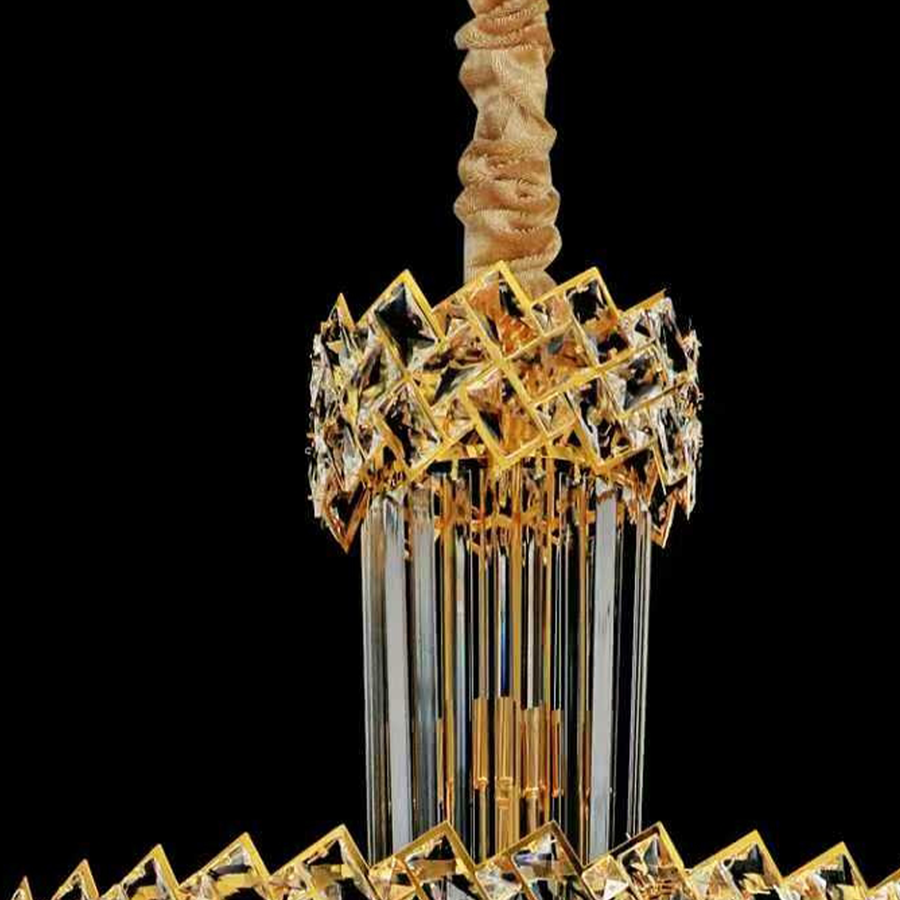 Crystal Chandelier CC800/700X2100GD, 33xE14, Διάμετρος 70cm, Ύψος 210cm, Γυαλιστερό χρυσό, Ρυθμιζόμενο ύψος, Κομψή σχεδίαση Crystal Chandeliers Προεπιλεγμένος τίτλος Alessandro Design