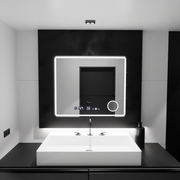 Ορθογώνιος καθρέφτης LED, 80x60 cm, Riflesso MotionGlow Marcello, Σύστημα αποθαμβώματος, Ρολόι & Θερμόμετρο, Καλλυντικός Μεγεθυντικός φακός, Dimable Marcello Mirrors Προεπιλεγμένος τίτλος Alessandro Design
