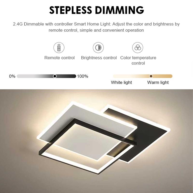Πολυέλαιος LED με τηλεχειριστήριο CHIARA 98W, 3 τετράγωνα, κρύο/θερμό/ουδέτερο φως, ρυθμιζόμενο, μαύροι πολυέλαιοι LED με τηλεχειριστήριο Προεπιλεγμένος τίτλος Alessandro Design