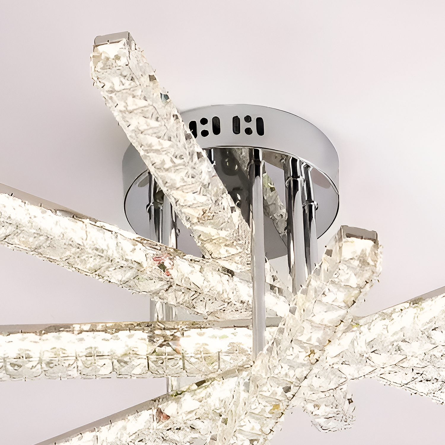 Πολυέλαιος LED με τηλεχειριστήριο LUELLA 79W 5 Στοιχείων, Γραμμικό, Κρύο/Ζεστό/Ουδέτερο φως, Ρυθμιζόμενο, Ασημί κρύσταλλο LED Πολυέλαιος Προεπιλεγμένος τίτλος Alessandro Design
