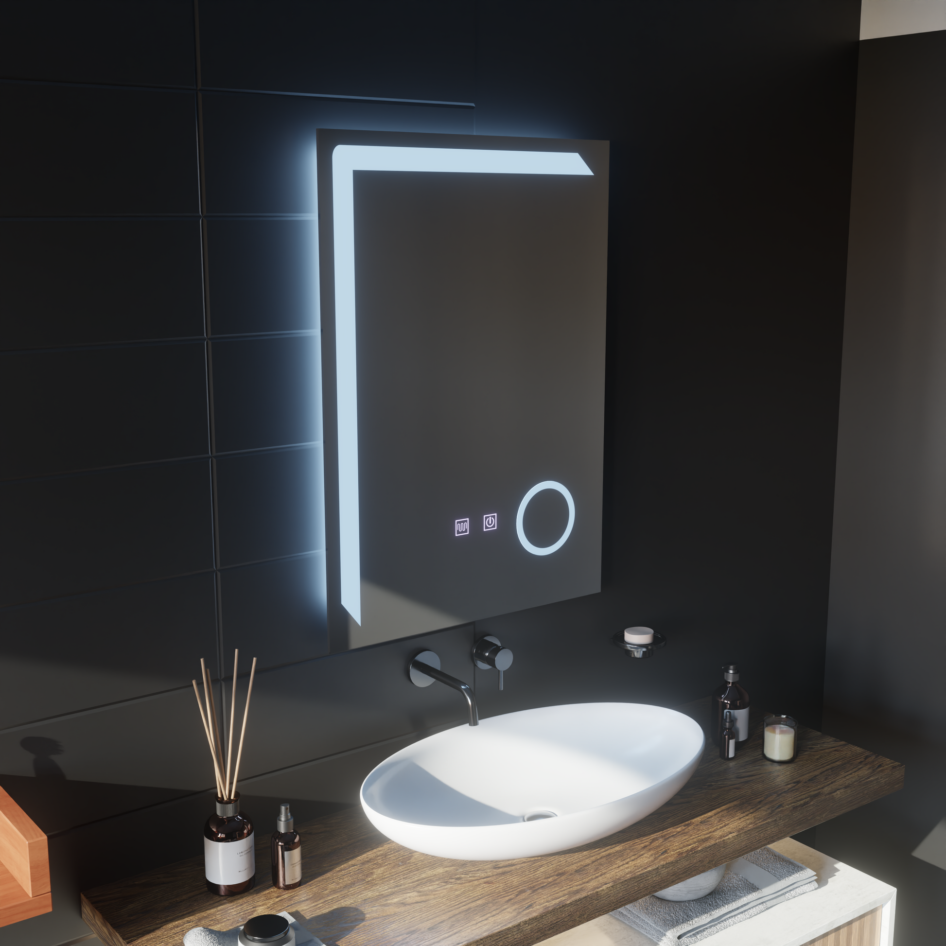 Ορθογώνιος καθρέφτης LED, 60x80cm, Linea Touch, Demister System, Dimmable Mirrors Korman E Προεπιλεγμένος τίτλος Alessandro Design