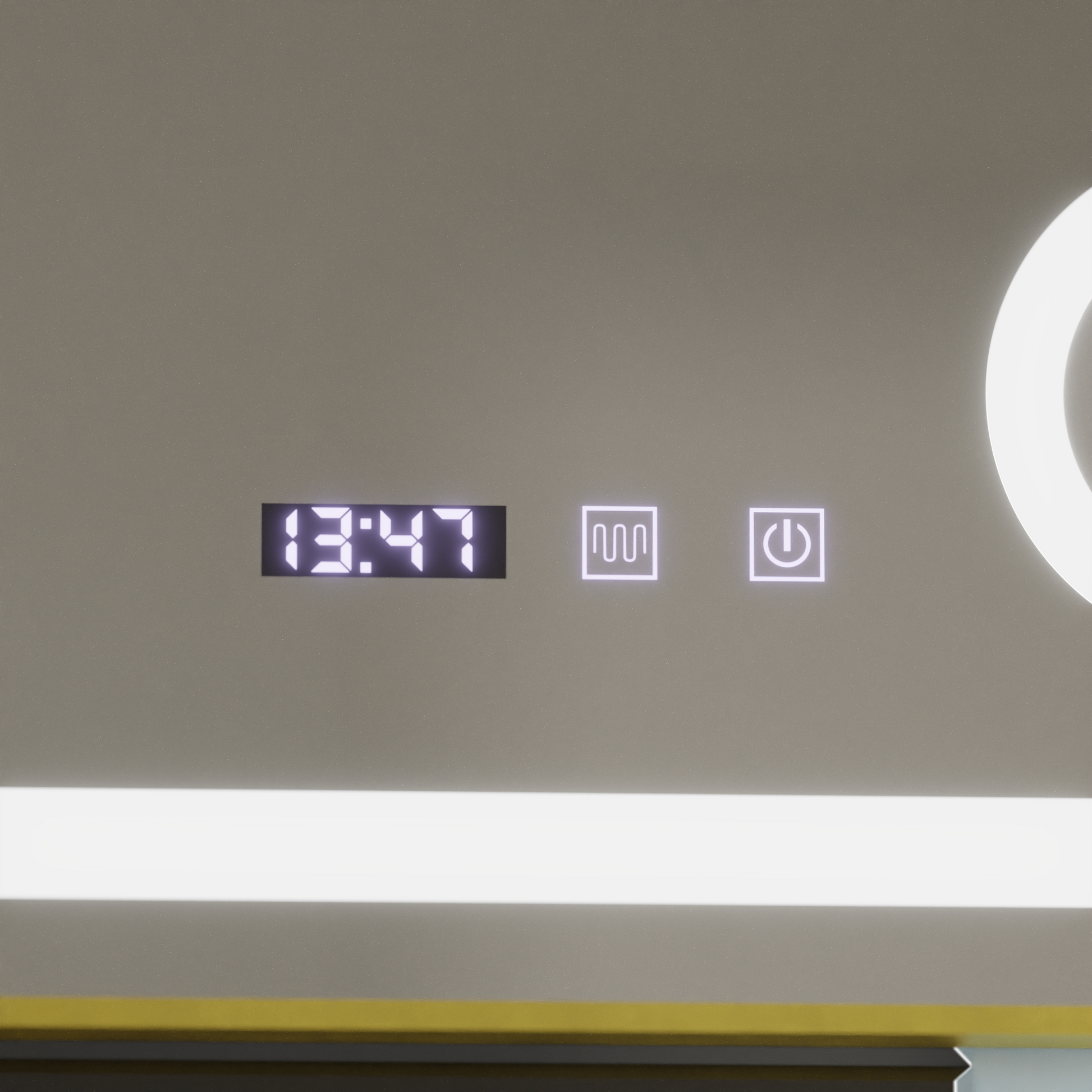 Σύστημα αποθολώματος καθρεπτών αφής CLARUS LED, ρολόι και θερμοκρασία 80x60 cm Χρυσό πλαίσιο Βουρτσισμένο καλλυντικό μεγεθυντικός φακός Καθρέφτες Korman S Προεπιλεγμένος τίτλος Alessandro Design