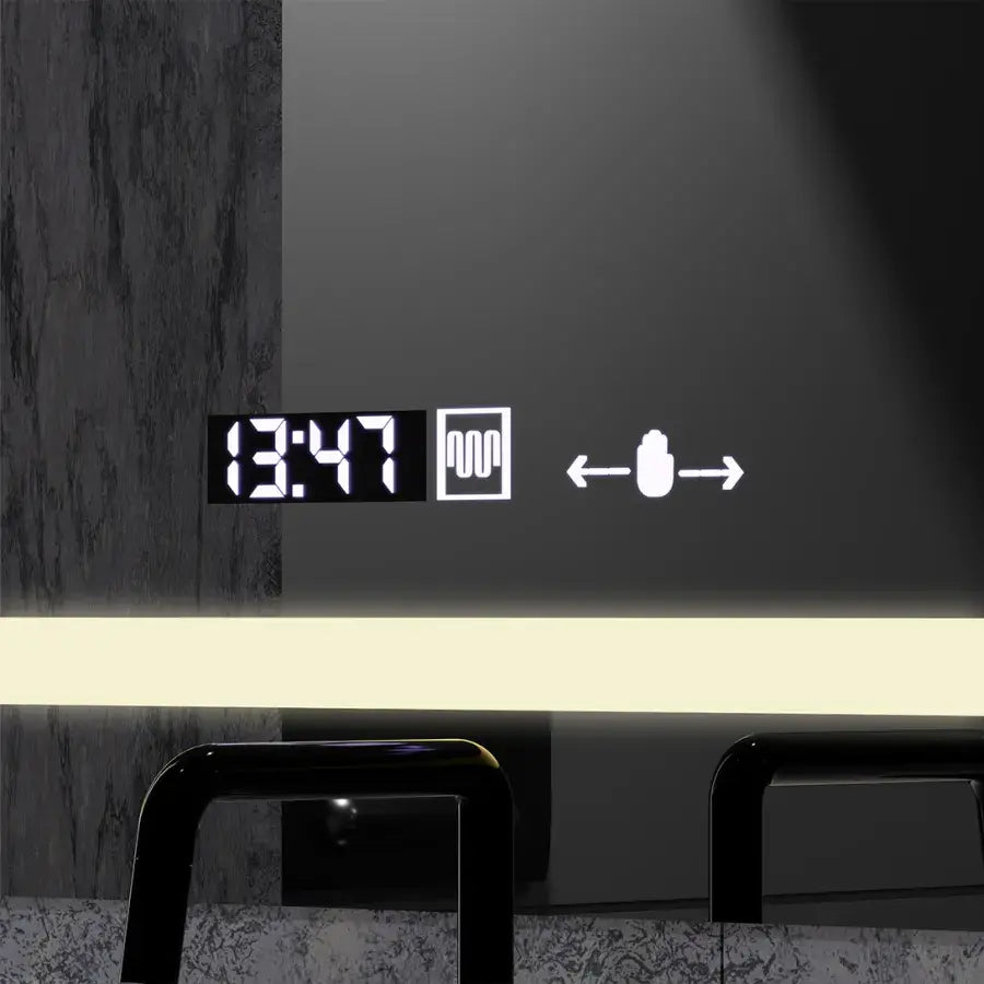 Ορθογώνιος καθρέφτης LED, 80x60 cm, Definition MotionGlow Marcello, Σύστημα αποθαμβώματος, Ρολόι & Θερμόμετρο, Καλλυντικός Μεγεθυντικός φακός, Καθρέφτες Dimable Marcello Προεπιλεγμένος τίτλος Alessandro Design