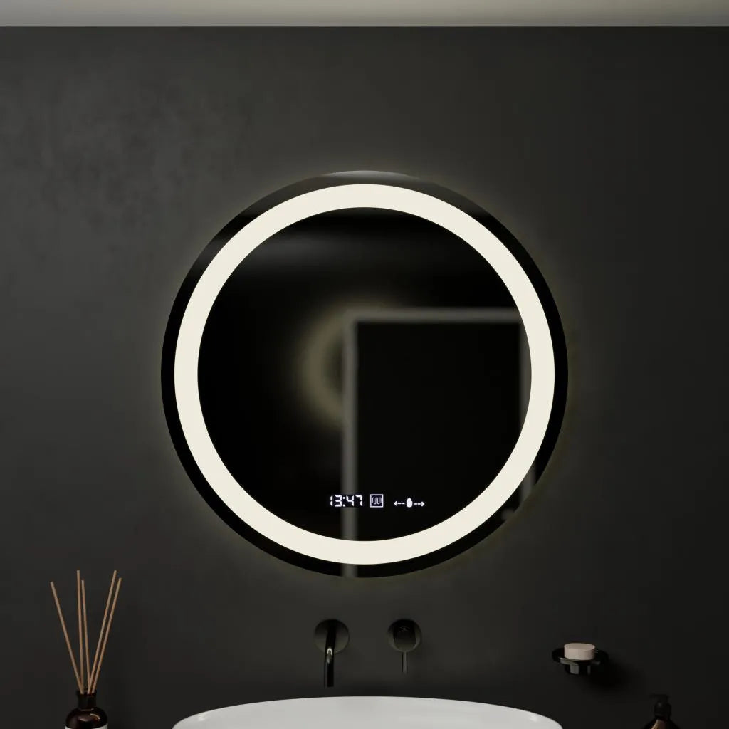 Στρογγυλός καθρέφτης LED, 60 cm, Celeste MotionGlow Marcello, Σύστημα Demister, Ρολόι & Θερμόμετρο, Ρυθμιζόμενο, Θερμό Ουδέτερο Ψυχρό Φως 3000K/4000K/6000K Marcello Mirrors Προεπιλεγμένος τίτλος Alessandro Design