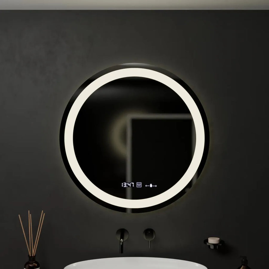 Στρογγυλός καθρέφτης LED, 60 cm, Celeste MotionGlow Marcello, Σύστημα Demister, Ρολόι & Θερμόμετρο, Ρυθμιζόμενο, Θερμό Ουδέτερο Ψυχρό Φως 3000K/4000K/6000K Marcello Mirrors Προεπιλεγμένος τίτλος Alessandro Design