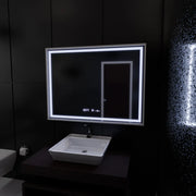 Ορθογώνιος καθρέφτης LED, 80x60 cm, Verite Imperial Silver Motion Glow Marcello, Σύστημα αποθαμβώματος, Ρολόι & Θερμόμετρο, Dimable Καθρέφτες Marcello Προεπιλεγμένος τίτλος Alessandro Design