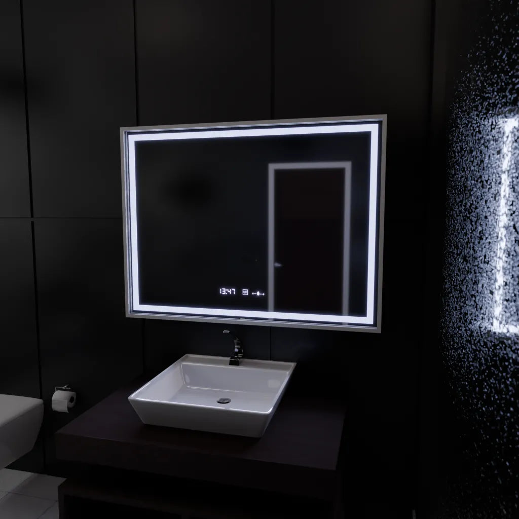 Ορθογώνιος καθρέφτης LED, 120x80cm, Verite Imperial Silver Motion Glow Marcello, Σύστημα αποθαμβώματος, Ρολόι & Θερμόμετρο, Καθρέφτες Dimable Marcello Προεπιλεγμένος τίτλος Alessandro Design