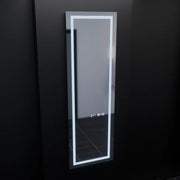 Ορθογώνιος καθρέφτης LED, 45x140 εκ., Αισθητήρας ραντάρ Giulia Marcello, Σύστημα αποθάμβωσης, Ρολόι & Θερμόμετρο, Dimabila, Καθρέφτες ραπτικής στολής Προεπιλεγμένος τίτλος Alessandro Design