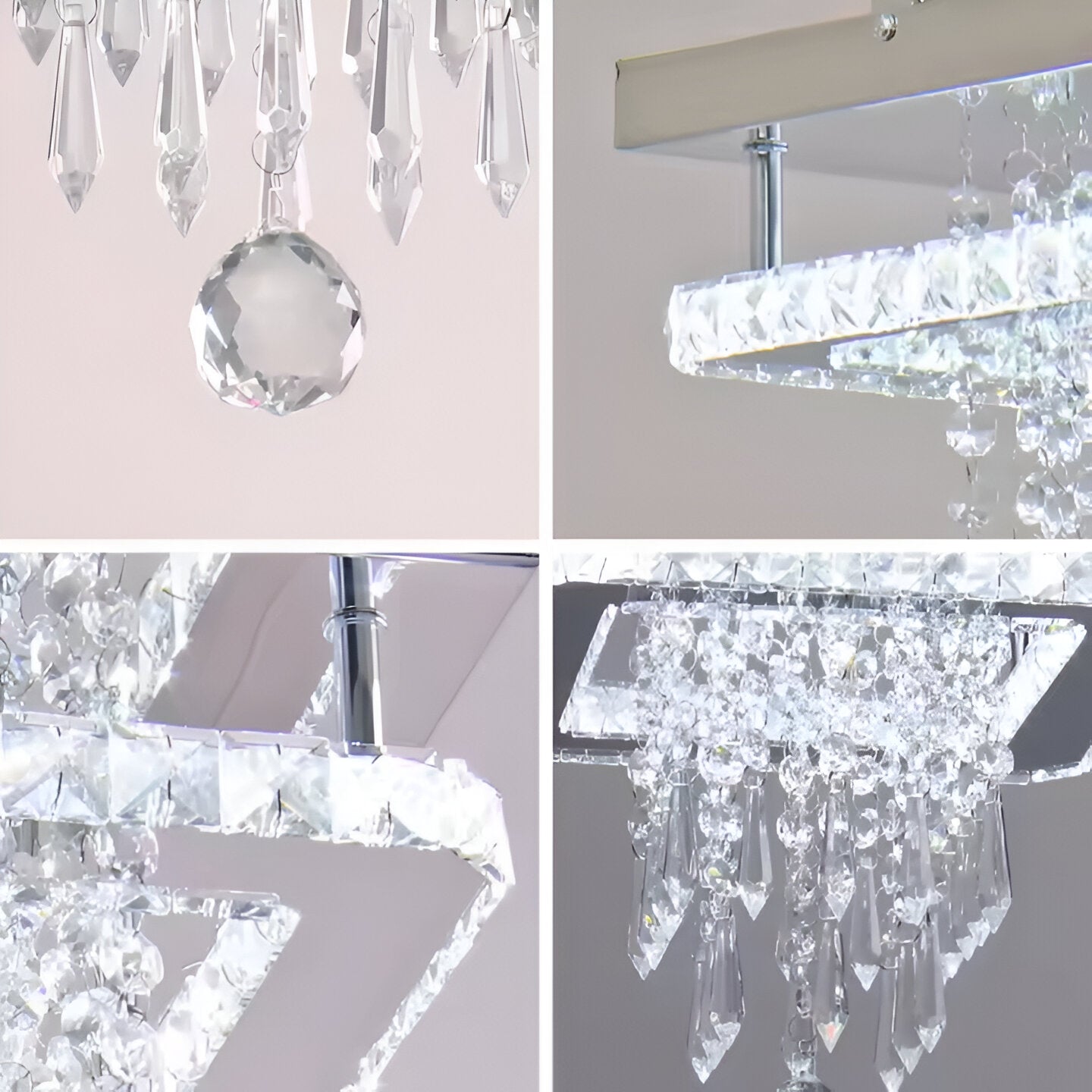 Alberico Square LED Πολυέλαιος, 17W, Κρύο/Ζεστό/Ουδέτερο φως, Crystal, Glossy Chrome Modern Chandeliers Προεπιλεγμένος τίτλος Alessandro Design