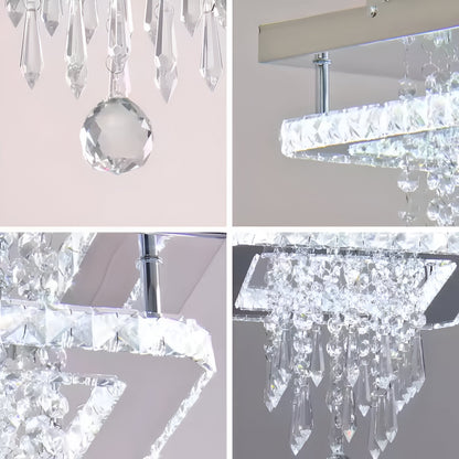 Alberico Square LED Πολυέλαιος, 17W, Κρύο/Ζεστό/Ουδέτερο φως, Crystal, Glossy Chrome Modern Chandeliers Προεπιλεγμένος τίτλος Alessandro Design