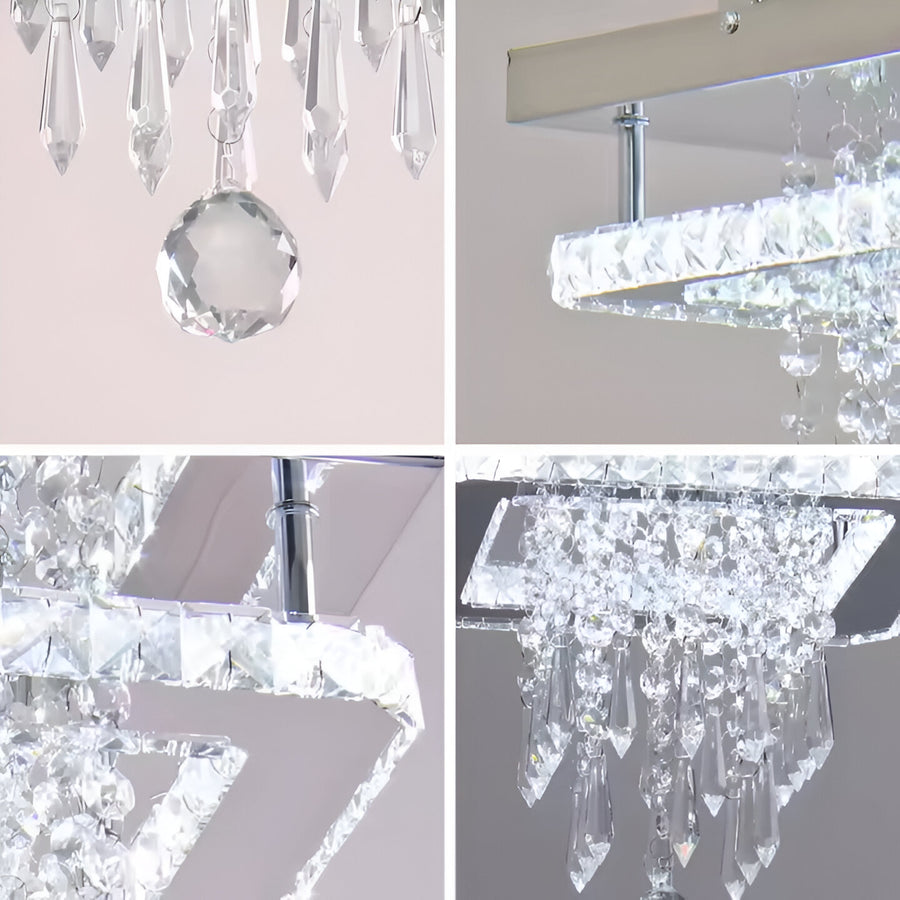 Alberico Square LED Πολυέλαιος, 17W, Κρύο/Ζεστό/Ουδέτερο φως, Crystal, Glossy Chrome Modern Chandeliers Προεπιλεγμένος τίτλος Alessandro Design