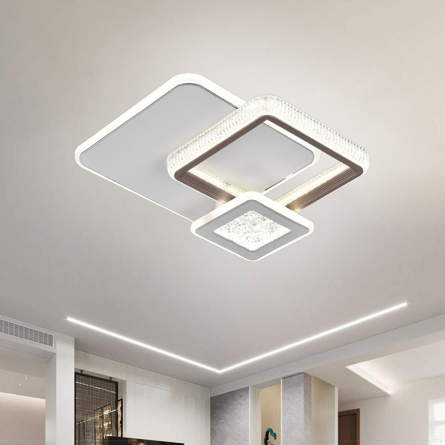 Πολυέλαιος LED NYXORA 51W, 3 Τετράγωνα, Κρύο/Ζεστό/Ουδέτερο φως, Λευκοί πολυέλαιοι LED Προεπιλεγμένος τίτλος Alessandro Design
