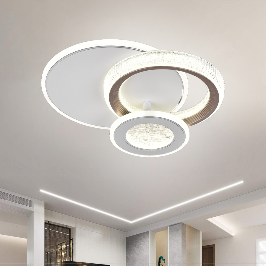 Πολυέλαιος LED NYXORA 44W, 3 κύκλοι, Κρύο/Ζεστό/Ουδέτερο φως, Λευκοί πολυέλαιοι LED Προεπιλεγμένος τίτλος Alessandro Design