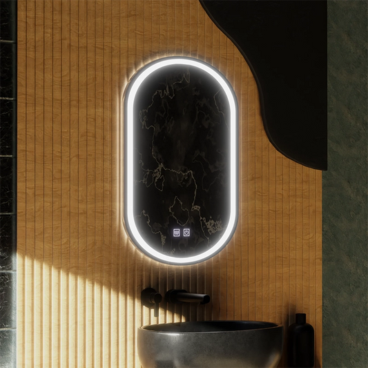 Οβάλ καθρέφτης LED, 45x65cm, Velara Touch, Σύστημα Demister, Dimmable