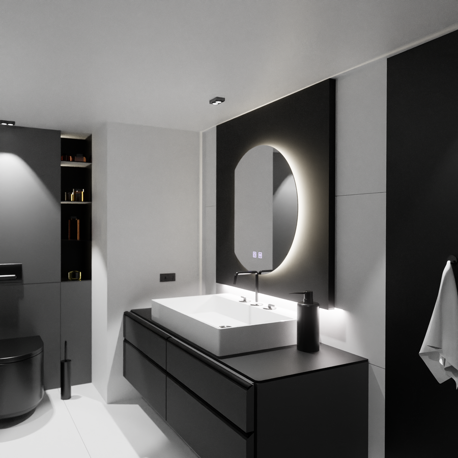 Semiluna LED Mirror 54x60, Arcana Touch, Demister System, Dimable Mirrors Korman E Προεπιλεγμένος τίτλος Alessandro Design