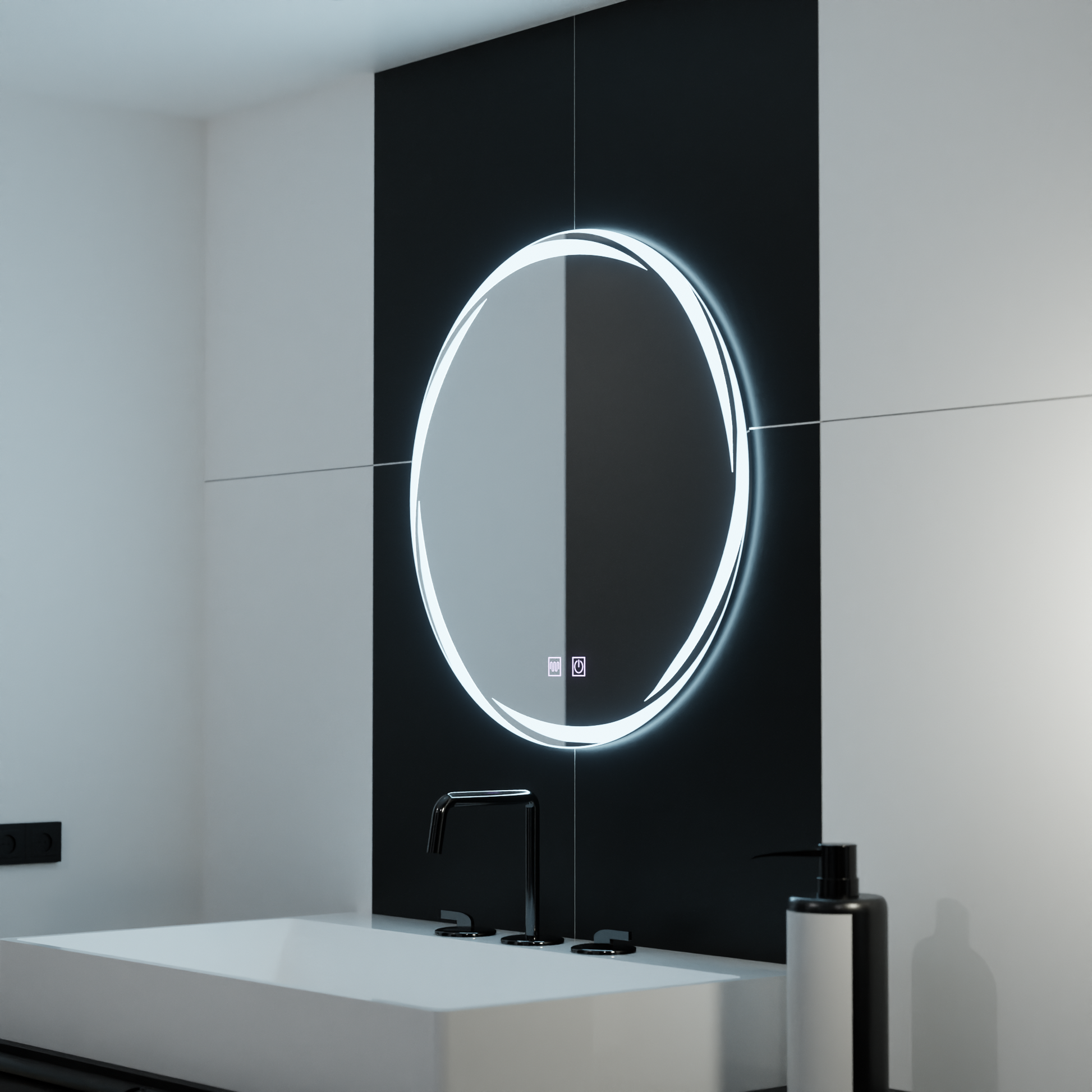LED Στρογγυλός καθρέφτης 60cm, Spirallus Touch, Demister System, Dimmable Mirrors Korman E Προεπιλεγμένος τίτλος Alessandro Design
