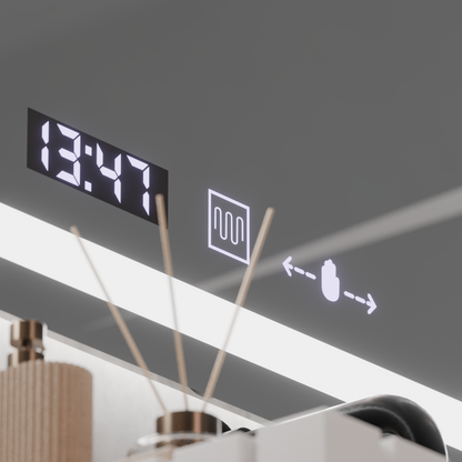 Ορθογώνιος καθρέφτης LED, 120x60 cm, Verite MotionGlow Marcello, Σύστημα αποθάμβωσης, Ρολόι & Θερμόμετρο, Dimable Mirrors Marcello Προεπιλεγμένος τίτλος Alessandro Design