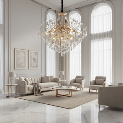 Crystal Chandelier CC9313/12FGD, 12x E14, Διάμετρος 50cm, Χρυσός