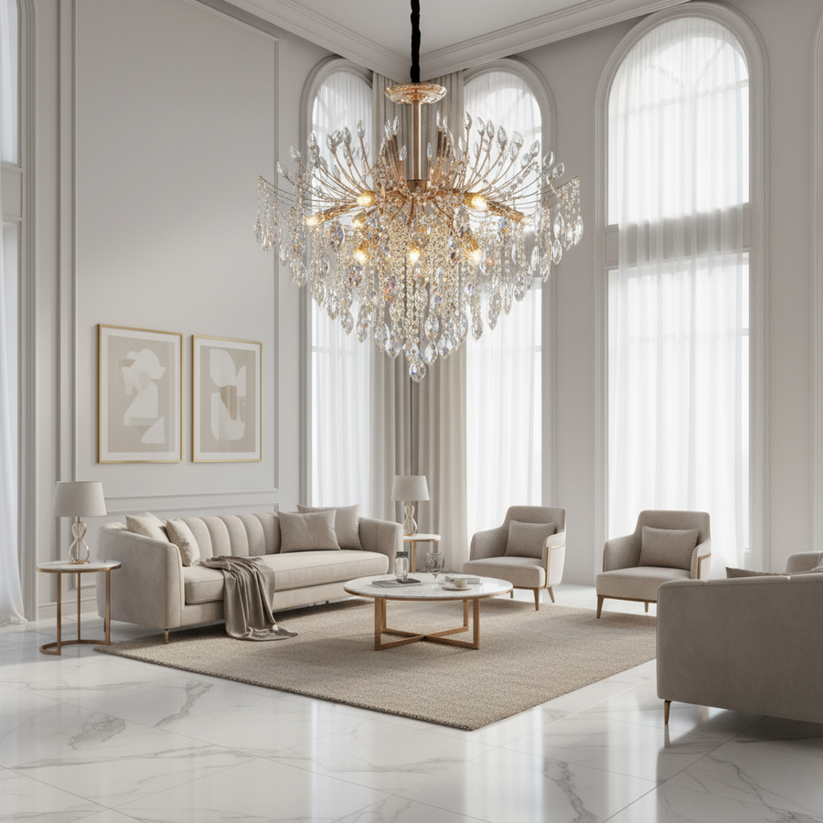 Crystal Chandelier CC9313/12FGD, 12x E14, Διάμετρος 50cm, Χρυσός