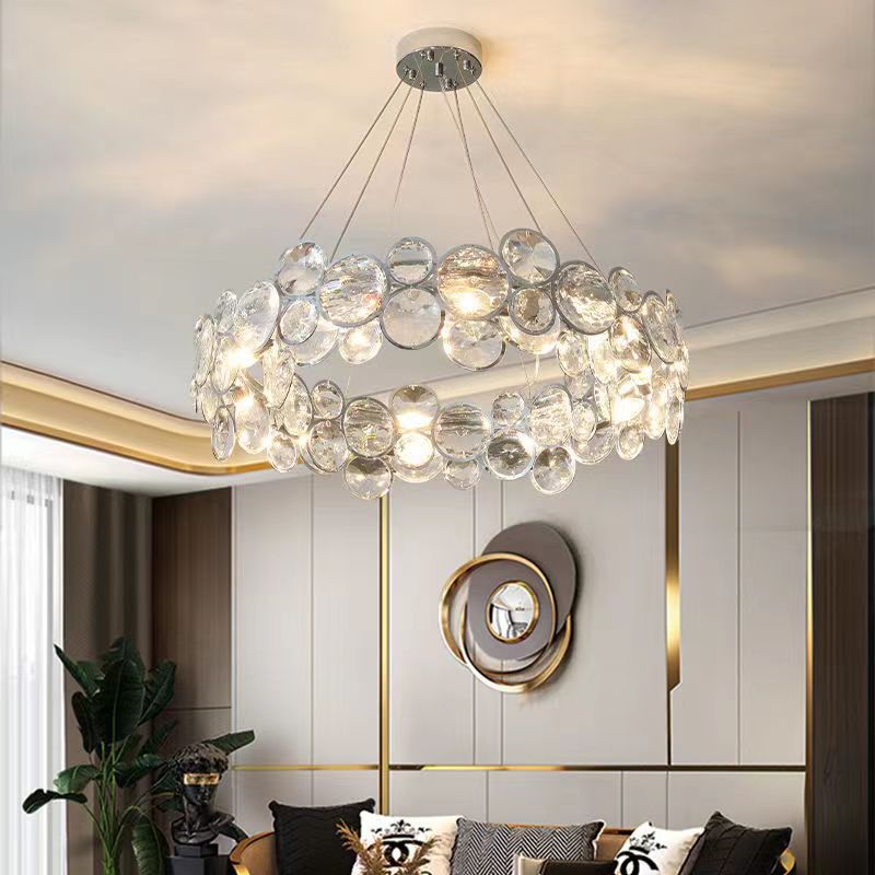 Angelica Crystal Chandelier 6XE14 Silver, Διάμετρος 49cm, Ρυθμιζόμενο ύψος Modern Chandeliers Προεπιλεγμένος τίτλος Alessandro Design