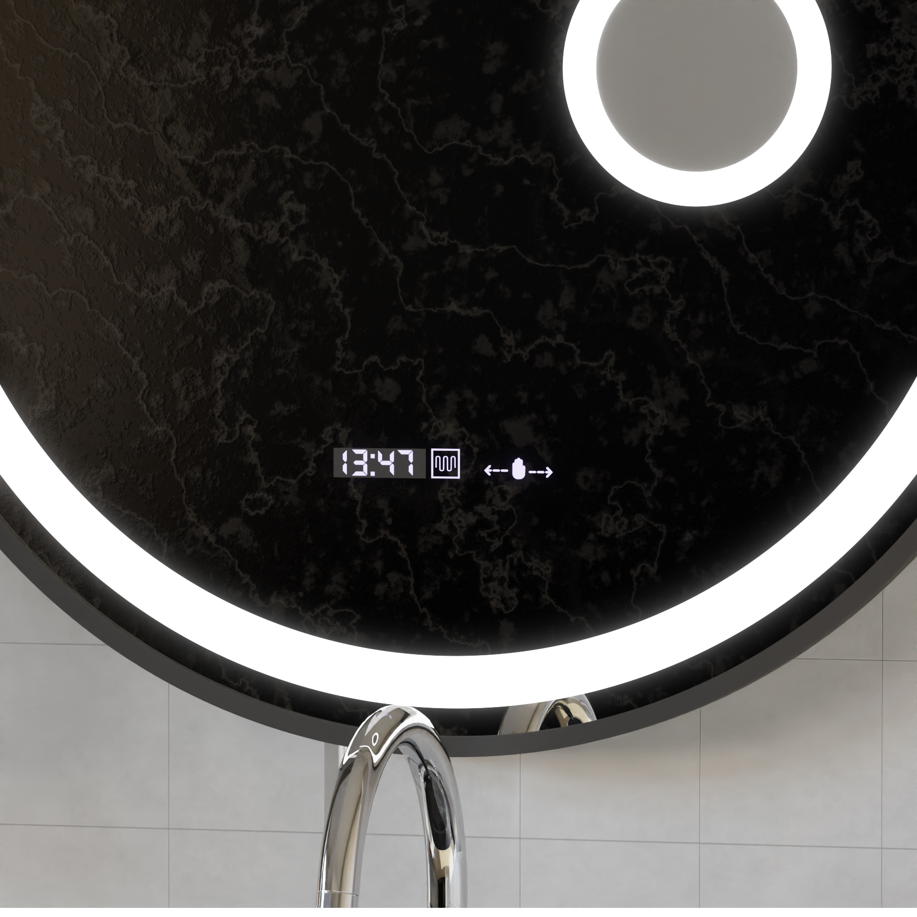 Στρογγυλός καθρέφτης LED, 11W, 60cm, Micah Marcello MotionGlow Sensor, Demister System, Clock & Thermometer, Cosmetic Magifier, Dimable Marcello Mirrors Προεπιλεγμένος τίτλος Alessandro Design
