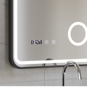 Ulrich LED Touch Mirror De-fogging System, Clock and Temperature 75x90 cm Μαύρο πλαίσιο Βουρτσισμένο καλλυντικό μεγεθυντικός φακός Καθρέφτες Korman S Προεπιλεγμένος τίτλος Alessandro Design