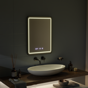 Καθρέφτης LED Touch LUCIDA Σύστημα αποθαμβωσης, Ρολόι και Θερμοκρασία 60x80 cm Πλαίσιο Μαύροι Βουρτσισμένοι Καθρέπτες Korman S Προεπιλεγμένος τίτλος Alessandro Design