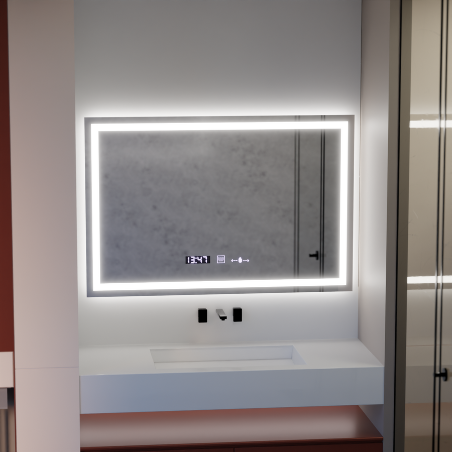 Ορθογώνιος καθρέφτης LED 120x80cm Vérité MotionGlow Marcello, Σύστημα αποθάμβωσης, Ρολόι & Θερμόμετρο, Ρυθμιζόμενοι Καθρέφτες Marcello Προεπιλεγμένος τίτλος Alessandro Design