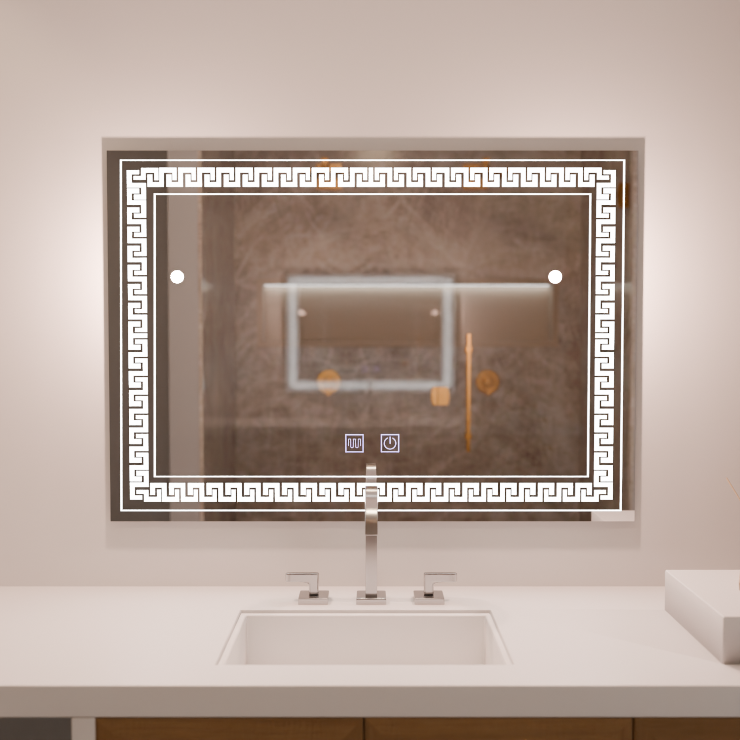 Ορθογώνιος καθρέφτης LED 80x60 Touch Volta Σύστημα αποθολώματος Καθρέφτες Korman E Προεπιλεγμένος τίτλος Alessandro Design