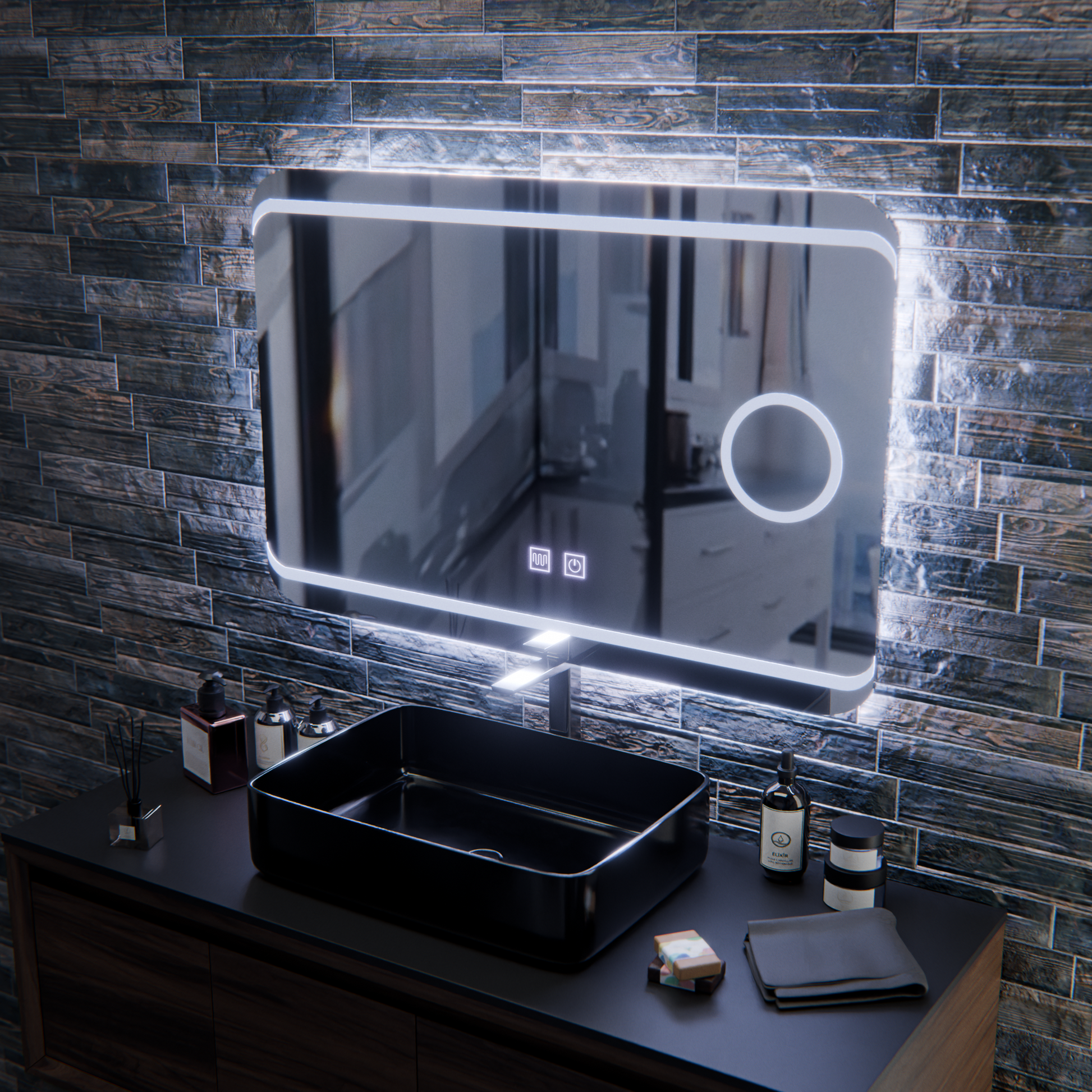 Καθρέφτης LED E30S/65X45, Λειτουργία Touch and Demist, Cosmetic Light, 65x45cm, Cold Light 6000K Mirrors Korman E Προεπιλεγμένος τίτλος Alessandro Design