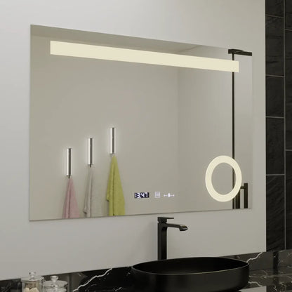 Ορθογώνιος καθρέφτης LED, 80x60 cm, ABSOLU MotionGlow Marcello, Σύστημα αποθάμβωσης, Ρολόι & Θερμόμετρο, Καλλυντικός Μεγεθυντικός φακός, Καθρέφτες Dimable Marcello Προεπιλεγμένος τίτλος Alessandro Design