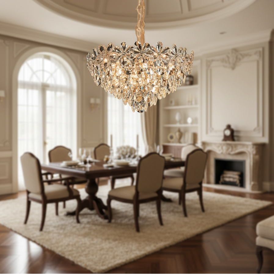 Magno Crystal Chandelier 11xE27, Διάμετρος 60cm, Γυαλιστερό Χρυσό, Ρυθμιζόμενο Ύψος, Μέταλλο και Κρύσταλλο