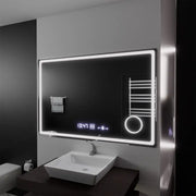 Ορθογώνιος καθρέφτης LED, 120x80 cm, Souverain MotionGlow Marcello, Σύστημα αποθαμβώματος, Ρολόι & Θερμόμετρο, Καλλυντικός Μεγεθυντικός φακός, Dimable Marcello Mirrors Προεπιλεγμένος τίτλος Alessandro Design