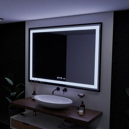 Ορθογώνιος καθρέφτης LED, 100x65 cm, Verite Majeste Noir Motion Glow Marcello, Σύστημα αποθαμβώματος, Ρολόι & Θερμόμετρο, Καθρέφτες Dimable Marcello Προεπιλεγμένος τίτλος Alessandro Design