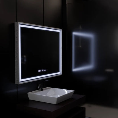 Ορθογώνιος καθρέφτης LED, 80x60 cm, Verite Imperial Silver Motion Glow Marcello, Σύστημα αποθαμβώματος, Ρολόι & Θερμόμετρο, Dimable Καθρέφτες Marcello Προεπιλεγμένος τίτλος Alessandro Design